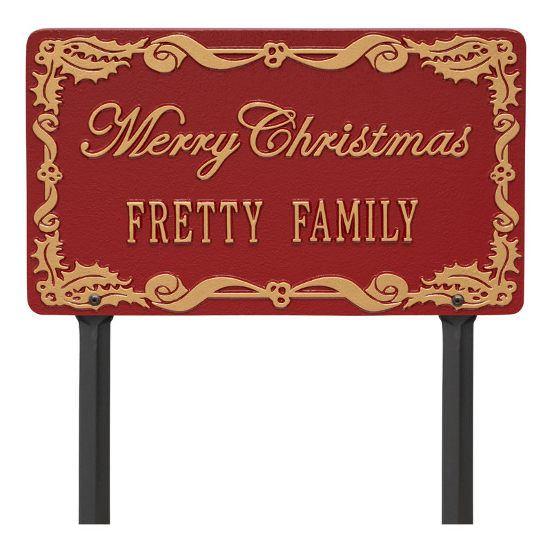 Holly Garden Stake, Red/Gold, Yes