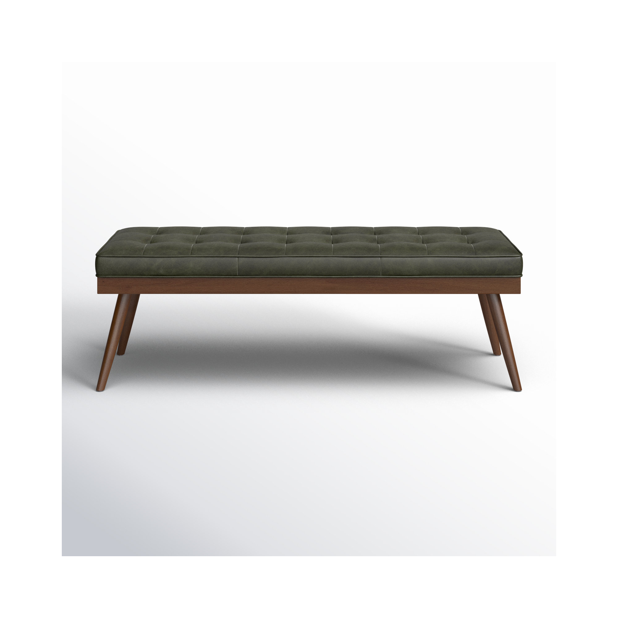 Luca Full-Grain Italian Genuine Leather Bench, Olivine Green