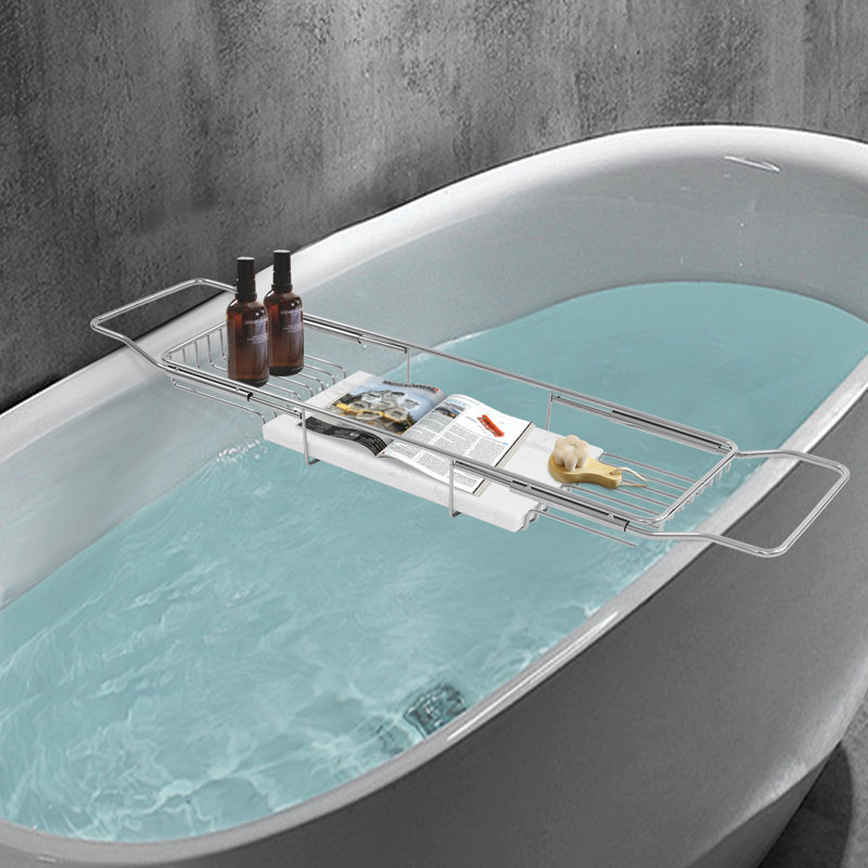 Support de plateau de baignoire extensible en acier inoxydable avec panneau de marbre pour la salle de bain de cuisine
