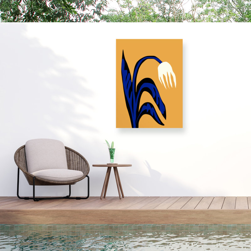 Little Dean  Blue Leaf Bloom Outdoor  Canvas, H 24 po x l 32 po