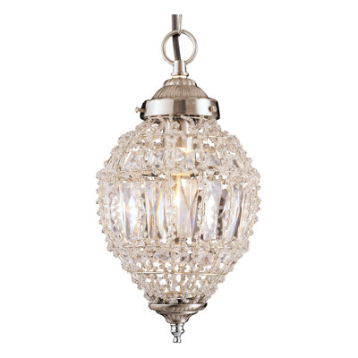 1 - Light Satin Nickel Crystal Pendant