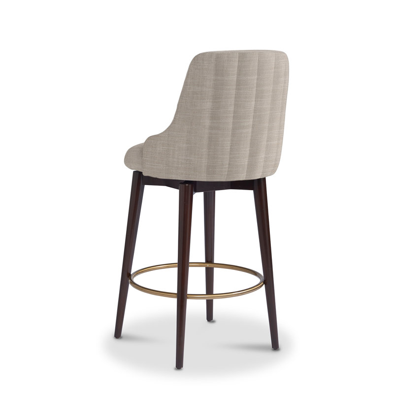 Zoe Upholstered Stool, Bar Stool (30” Seat Height), Flax