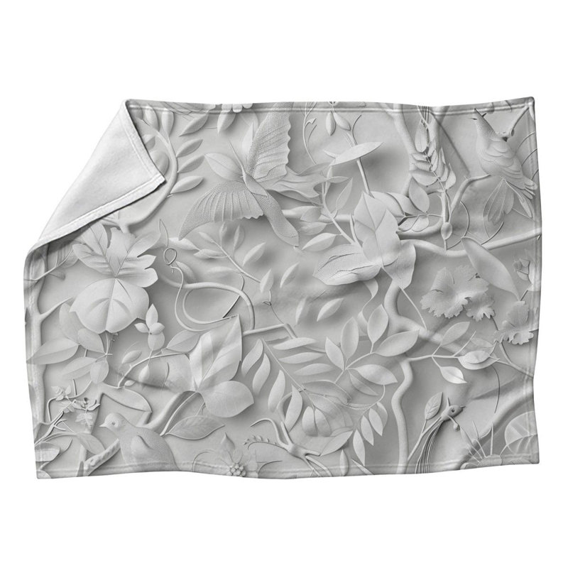 Botanical Nature Motif Botanical Fleece Blanket, 60" W x 80" L