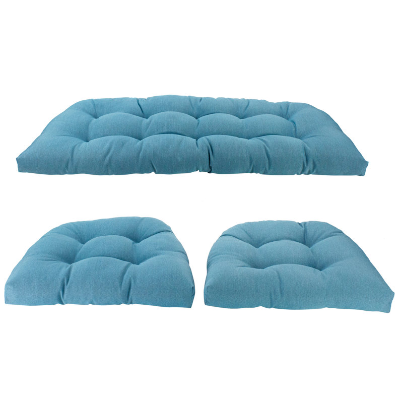 Ensemble de coussins 3 pièces, Polyester bleu / polyester bleu