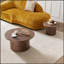 Ensemble de 2 tables basses rondes en MDF polyvalentes pour salon, appartement et espace de détente, parfaites pour un décor moderne et fonctionnel.