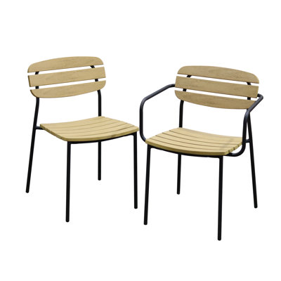 Yossif Outdoor Armchair With Black Frame - Set Of 2
