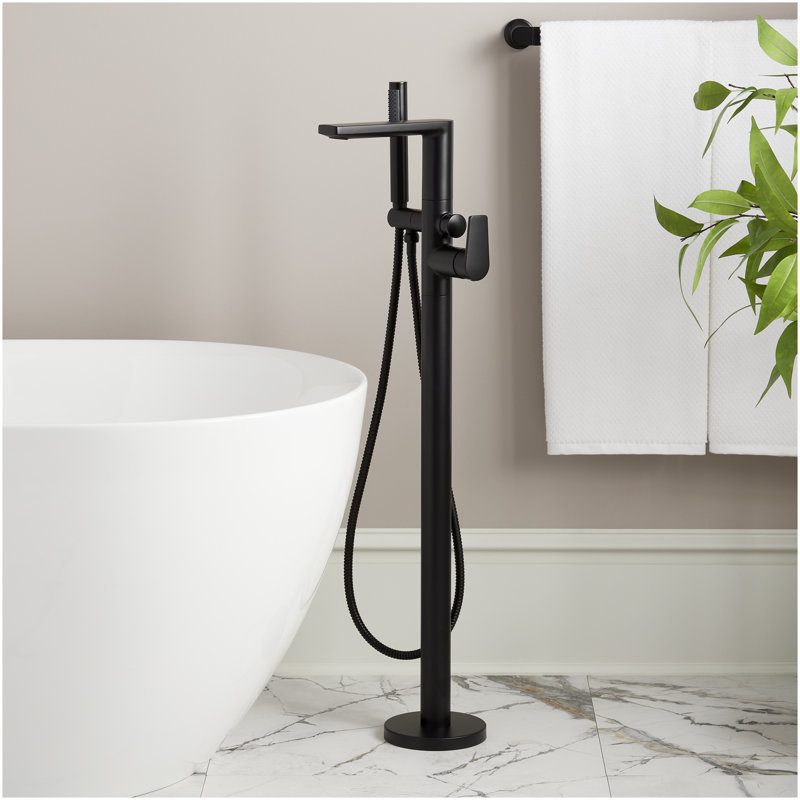 Berwyn Freestanding Tub Faucet with Hand Shower and Rough-In Valve - Matte Black, Matte Black
