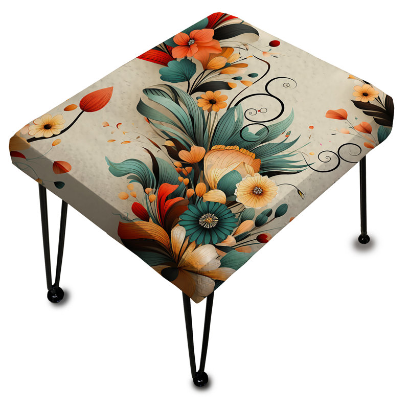 Retro Bouquet Revival - Repose-pieds rectangulaire éclectique