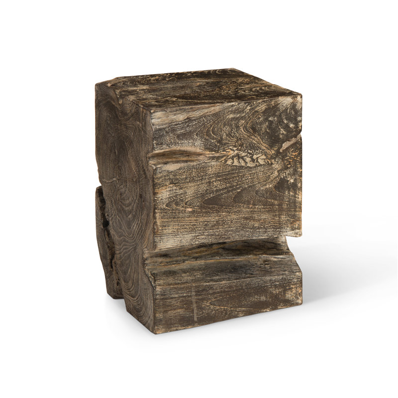 Black Wash Solid Wood Accent Stool