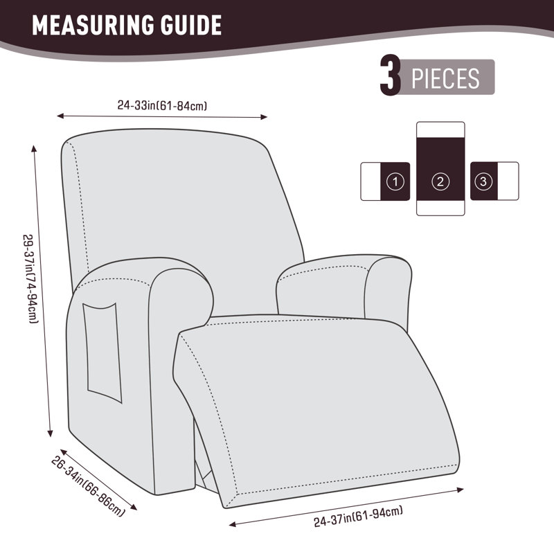 Wald Stretch Recliner Sofa Slipcovers Recliner Chair Covers With Pockets, Chocolate
