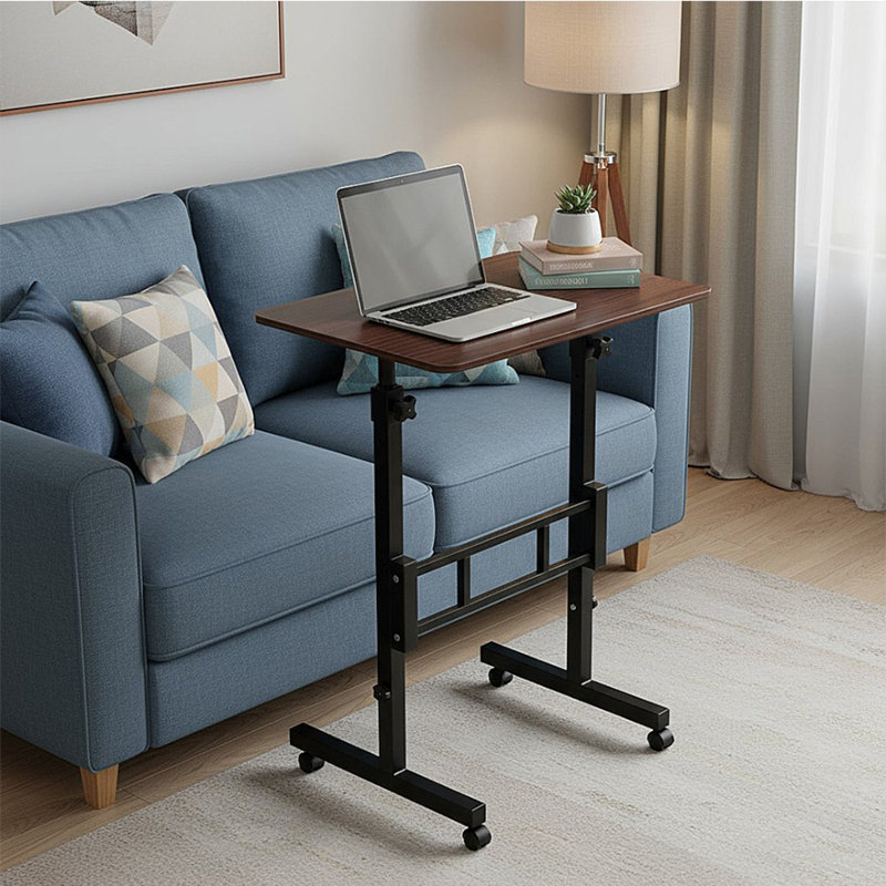 Adjustable Metal Base Floating Desk, Brown/Black