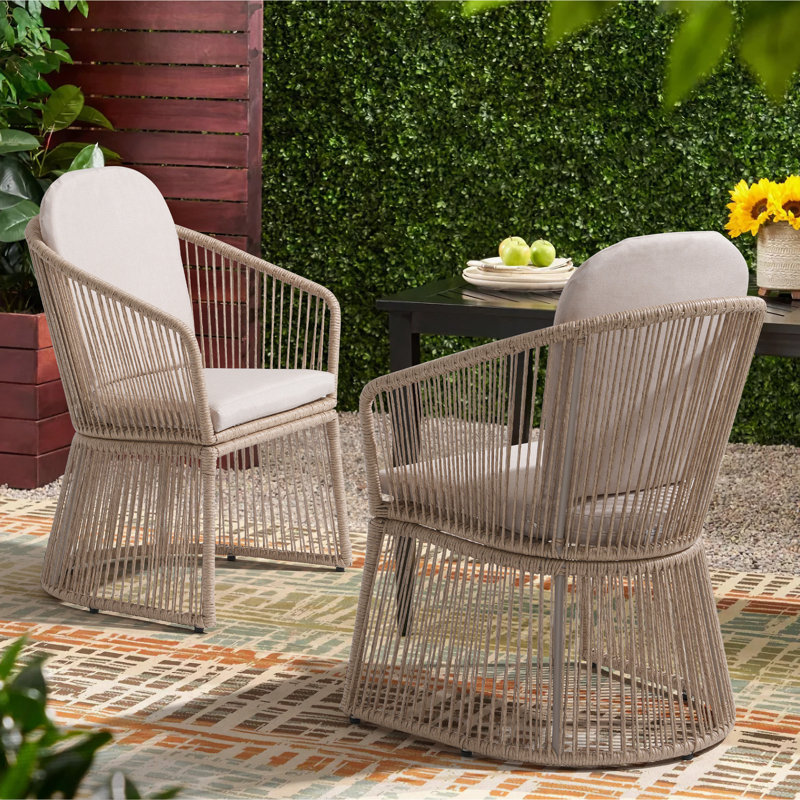 Fauteuil d'extérieur avec coussin, Beige