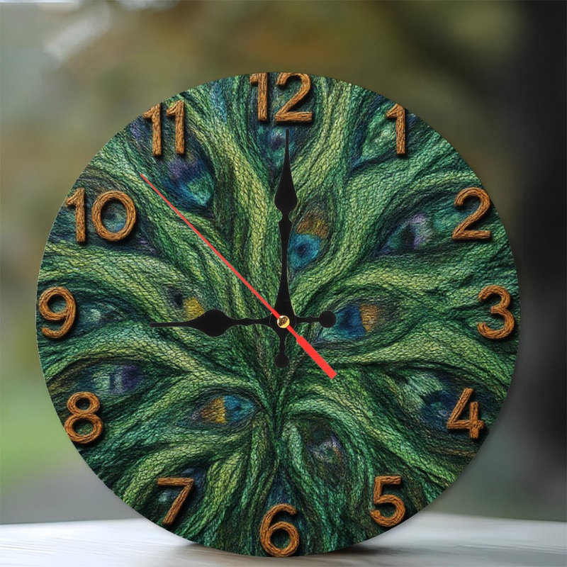 Horloge sur les plumes de paon