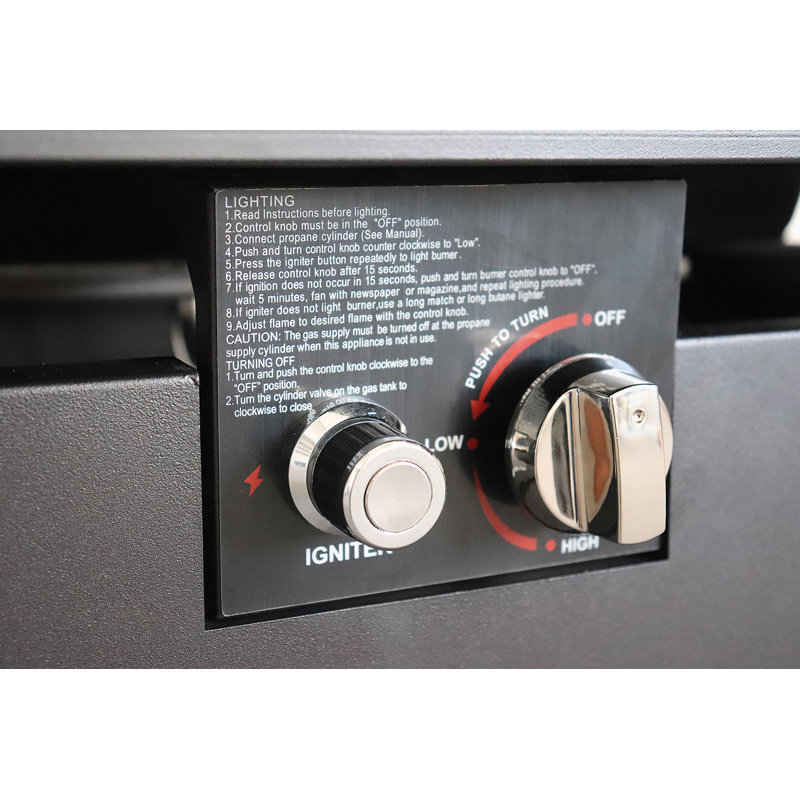 Table de foyer d'extérieur en acier avec couvercle H 25 po x l 42 po