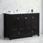 Meuble-lavabo noir 48 po avec lavabo en résine, armoire de rangement abondante - 4 portes à fermeture douce et 2 tiroirs-128756067