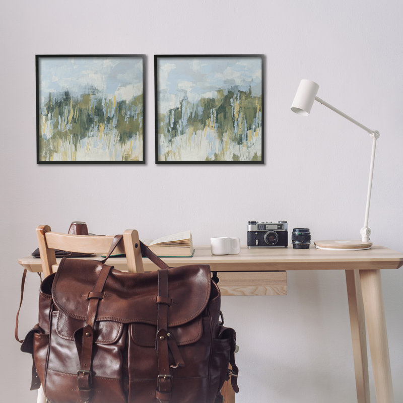 «Abstract Brushed Landscape Single Frame Frame» par June Erica Vess, 2 pièces sur toile, Giclée encadrée noir minuit