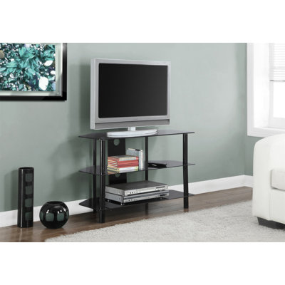 Meuble télé moderne en métal et en verre trempé avec tablettes de rangement pour le salon et la chambre à coucher, console de 36 pouces
