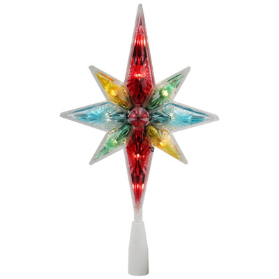 Lighted Faceted Star of Bethlehem Christmas Tree Topper Clear Lights