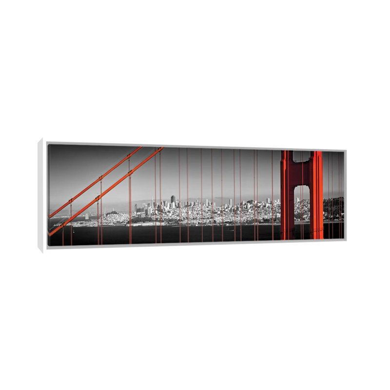 "Golden Gate Bridge Panoramic Downtown View" par Melanie Viola, reproduction d’art graphique panoramique