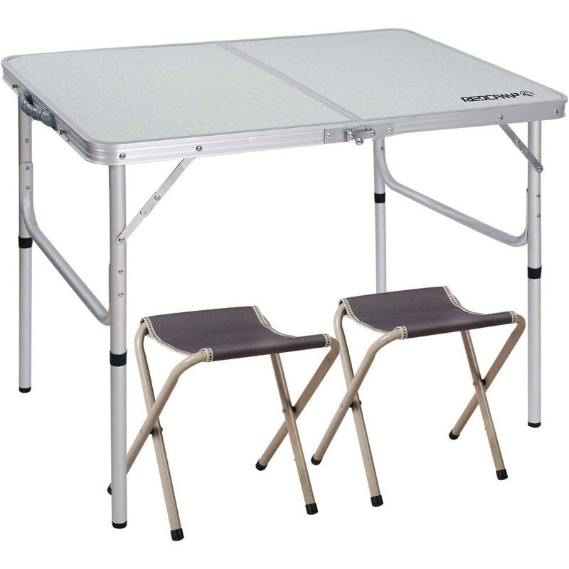 Mystina Rectangular Wood Metal Folding Outdoor Picnic Table , 35'' in. W 26'' in. D