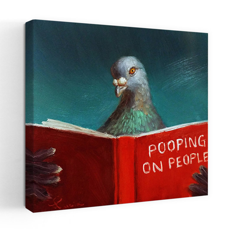 Art contemporain d'oiseaux «Pooping on People», H 18 po x l 18 po