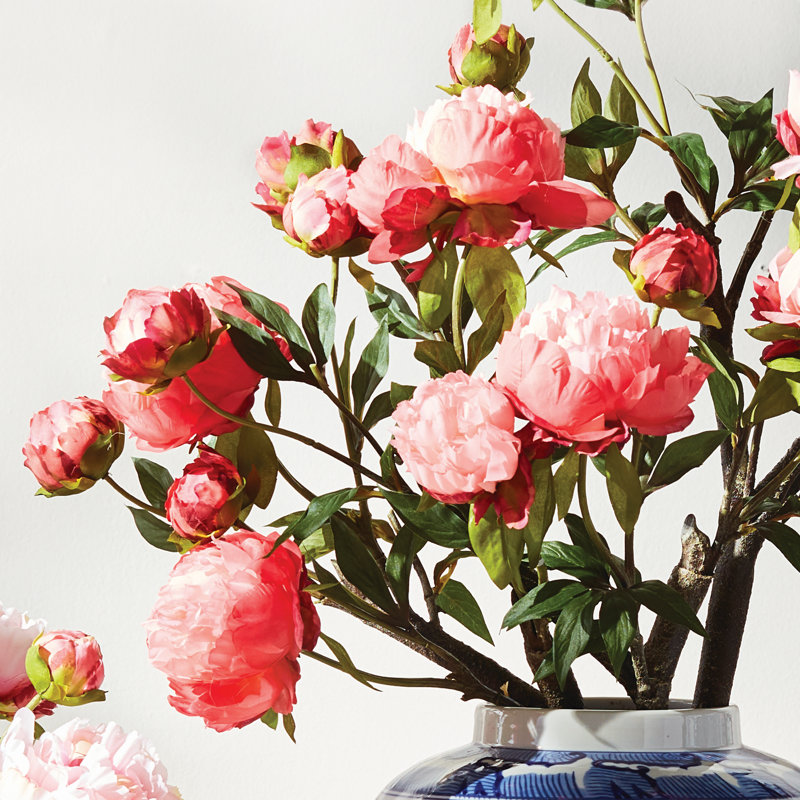 PEONY BRANCH 31 pouces, Rose/rouge