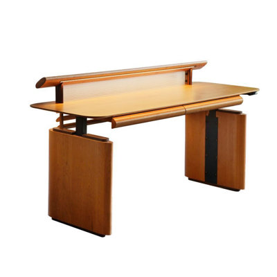 Bureau simple 82,68 po à hauteur réglable en bois massif brun