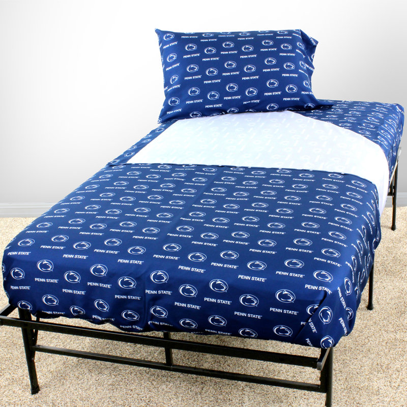NCAA Sheet Set, Twin Sheet Set + Fitted Sheet + Pillowcase, Penn State