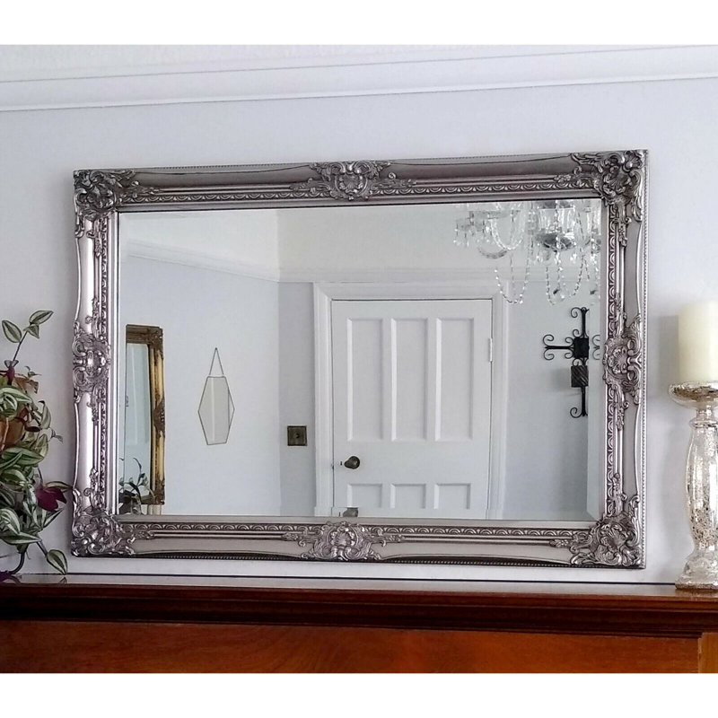 Icarus Rectangle Mirror, Antique Silver