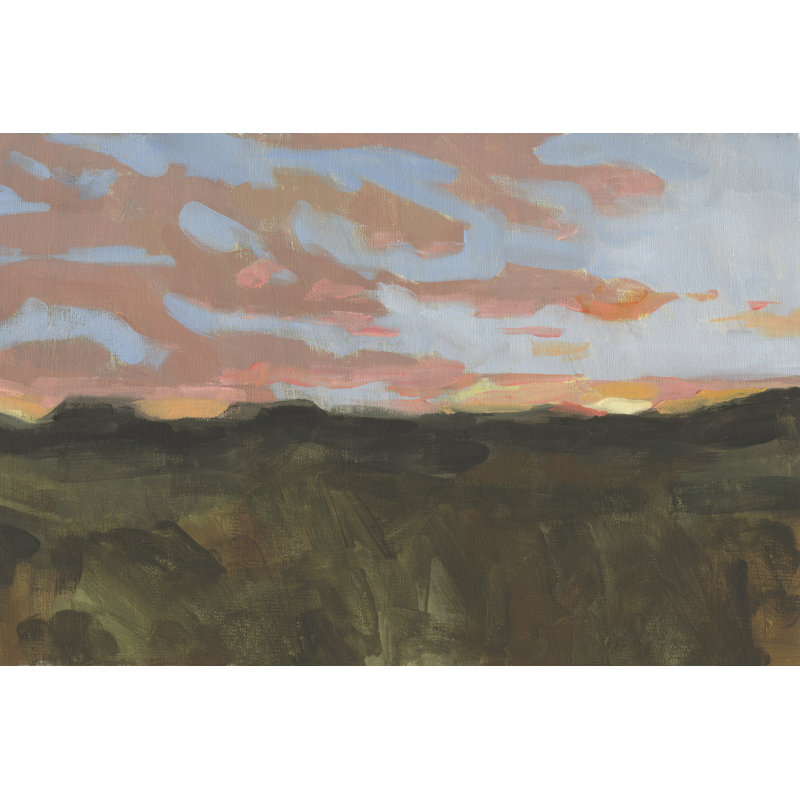Sunset In Taos I - Painting, 20 cm H x 30 cm W, Wrapped Canvas