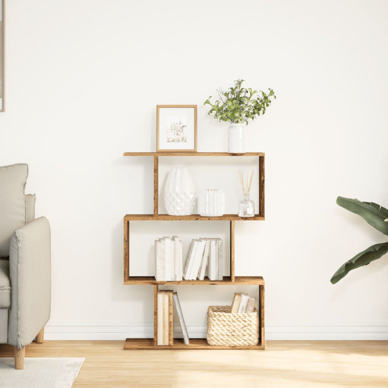 Sekai 70cm W Bookcase, Old Wood, (3 Shelves) 97cm H x 70cm W x 24cm D