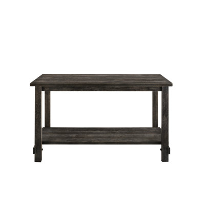 Ii Weathered Gray Table - Counter Height Design, Square Straight Legs, Bottom Shelf Storage Option Color, Construction With For