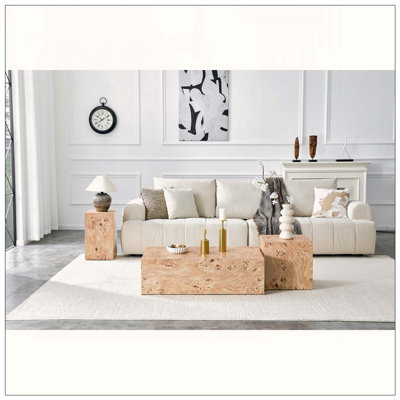 Table basse carrée en bois aggloméré de style naturel, table d'appoint