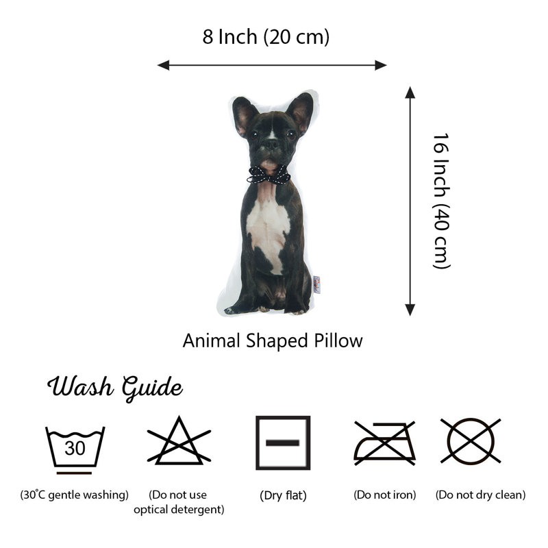 French Bulldog Shaped Black and White Throw Pillow