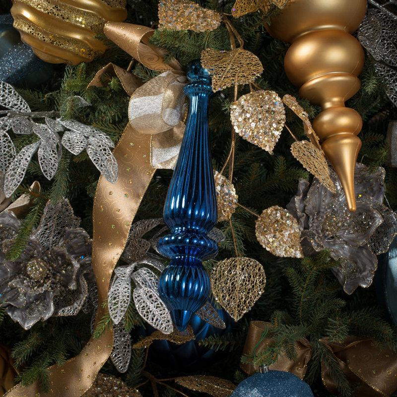 14" Finial Drop Christmas Ornament UV, Midnight Blue