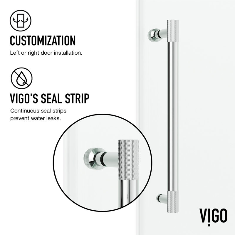 Cass 56-60" W x 76" H Sliding Frameless Shower Door with 3/8" Clear Glass, Chrome