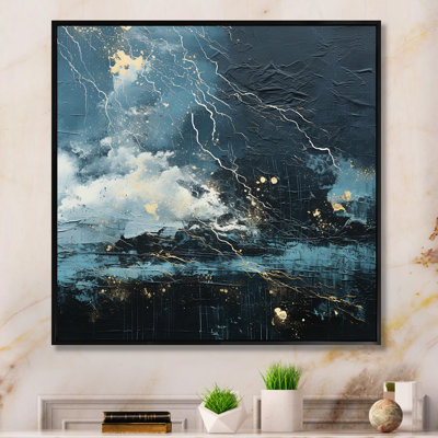 Minimalisme noir et bleu ouragan I, impression sur toile