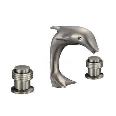 Roman Brushed Nickel Dolphin Shaped Dual Handle Bathroom Sink Faucet