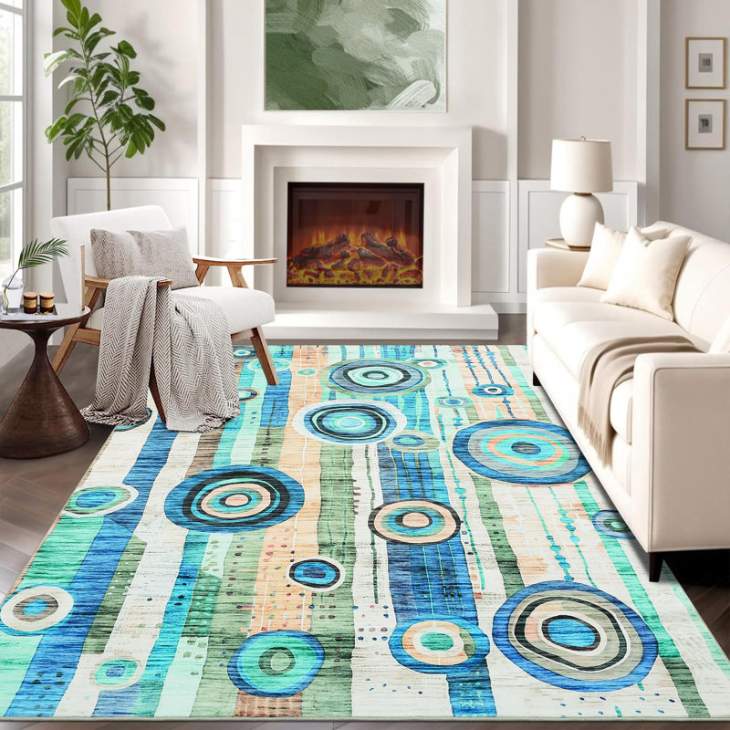 Modern Machine Washable Rugs Colorful Area Rug for Living Room Bedroom Office Non Slip Rugs for Children Bedroom Playroom Nursery