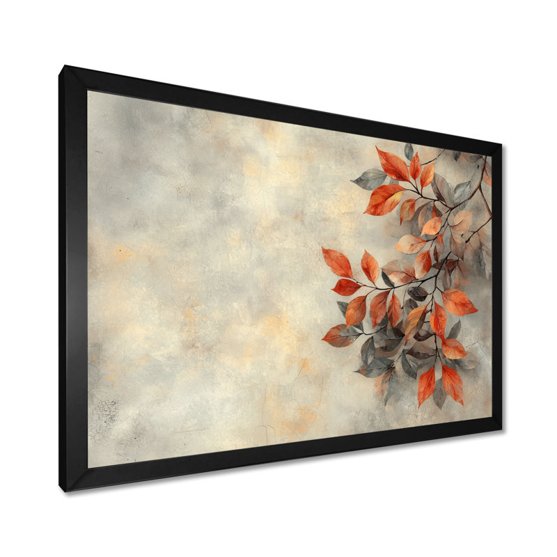 Orange orange feuilles VI - feuilles, art mural, Reproduction encadrée d'une seule photo, Noir, H 12 po x l 20 po