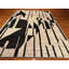 Tapis marocain en laine noué à la main 6 x 9 po, tapis ivoire moderne abstrait noir, tapis géométrique minimaliste