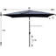 Parasol de patio extérieur 6 pi x 9 pi, antirouille avec auvent et fonction d'inclinaison pour la piscine Parasol extérieur de 9 pi x 6 pi, manivelle avec matériau respirant