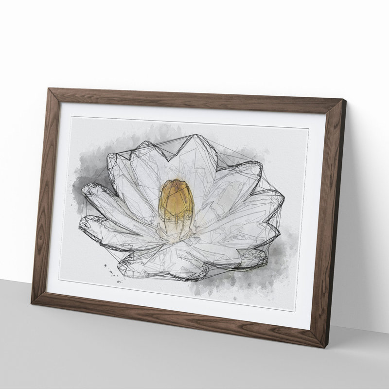 Heart of a White Lily - Picture Frame Graphic Art, Walnut Framed, 27cm H x 36cm W x 2cm D