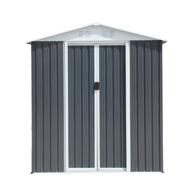 Grey 6X4 Feet Outdoor Shed With Apex Roof And Base - Enhance Your Living Area Extra Storage 6Ftx4ft Provide A Convenient Solution For Garden Items