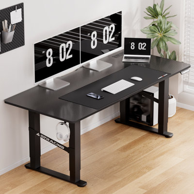 4 Legs Standing Desk With Dual Motor, 55 X 28 Inch Adjustable Height Desk With Power Outlets & LED Lights, Home Office Computer Workstation Sit Stand Up Desk With 3 Memory Preset