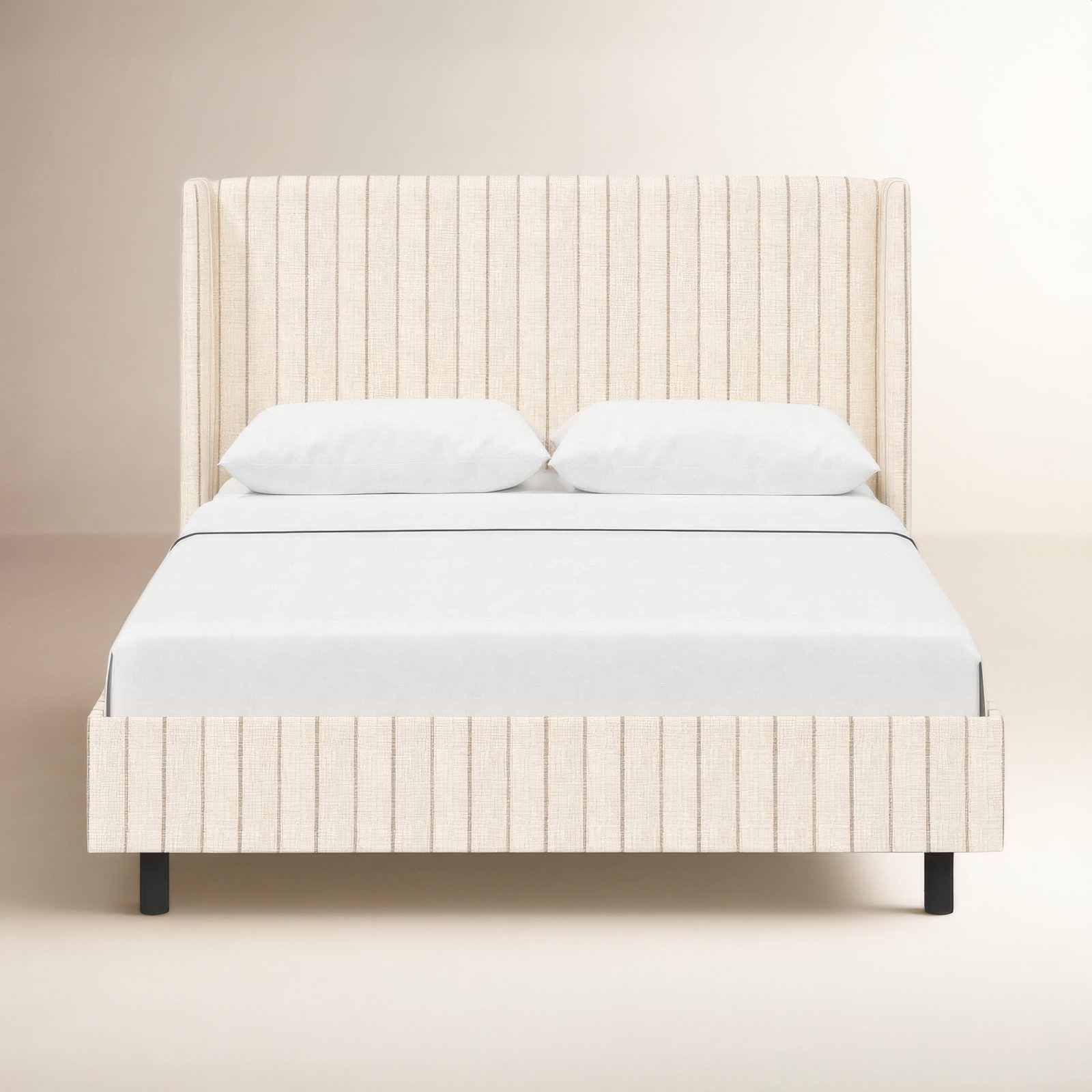 Lapa Wingback Bed, Queen, Fritz Charcoal Stripe