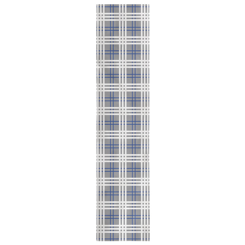 Paid Polyester Table Runner, 72" L x 16" W, Silver/Blue/White