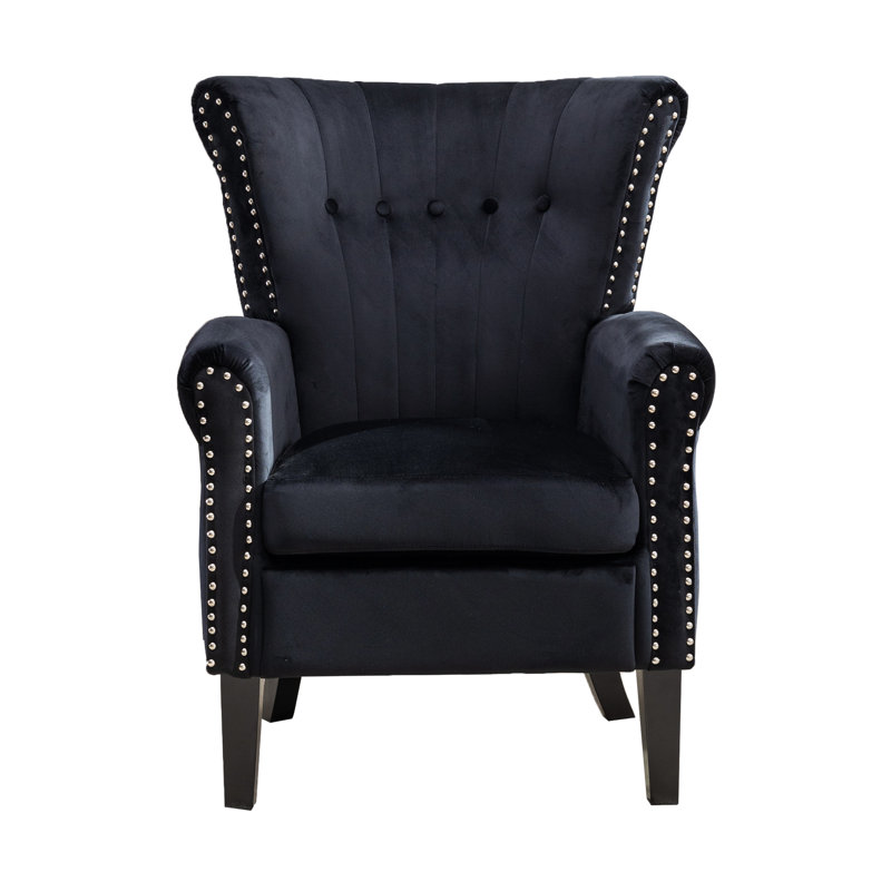 Elsien Velvet Armchair, Black Velvet