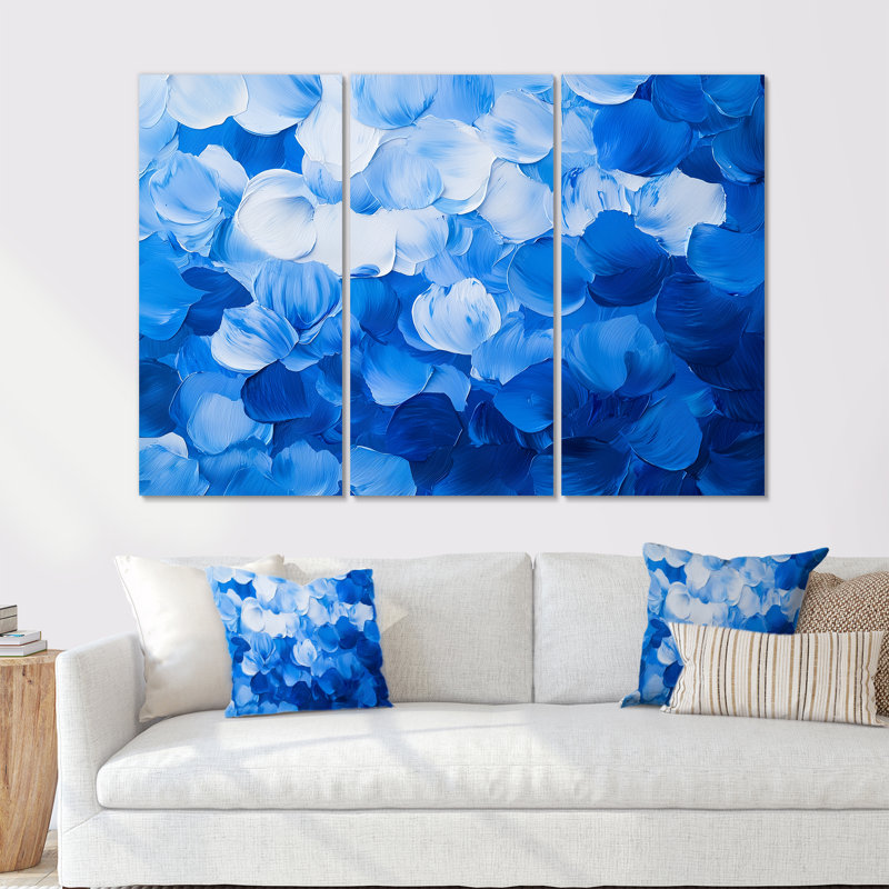 «Aqua Velvet Daisies Flower Flow III - Daisies», ensemble de reproduction d'art mural, H 32 po x l 48 po, Toile tendue