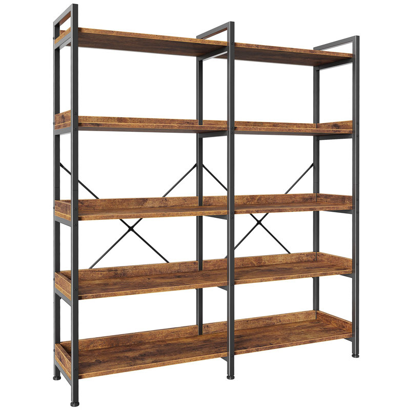 5 Tier Bookshelf, Display Bookshelf with 10 Open Shelves and Raised Baffle
